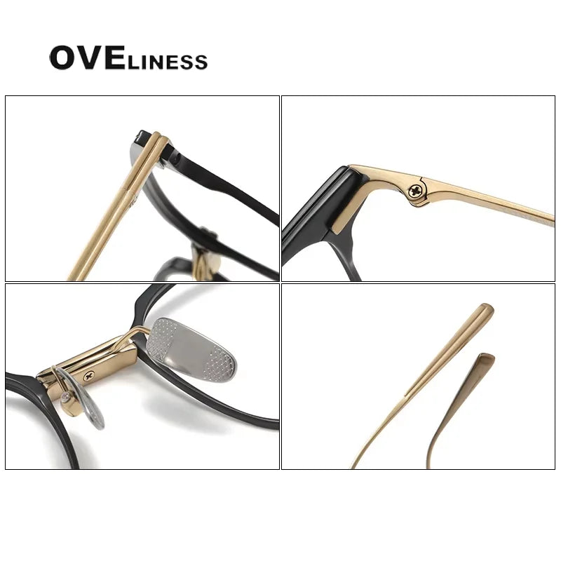 Oveliness Unisex Full Rim Square Titanium Acetate Eyeglasses 14521 Full Rim Oveliness   