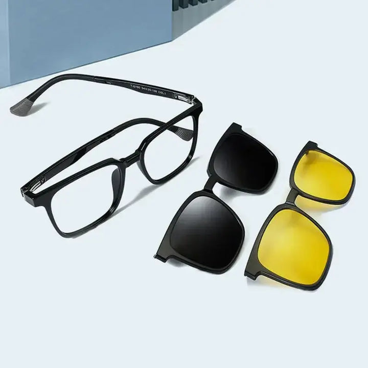 Handoer Mens Full Rim Square Acetate Frames With Clip On Sunglasses 219000 — view 1 | Handoer at FuzWeb