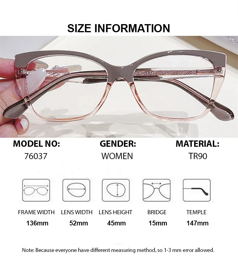 Summer Flower Women's Full Rim Square Cat Eye Tr 90 Titanium Eyeglasses 76037 Full Rim Summer Flower