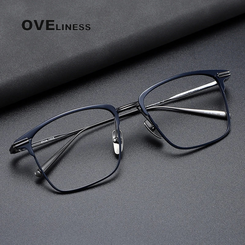 Oveliness Men's Full Rim Square Titanium Eyeglasses 41446