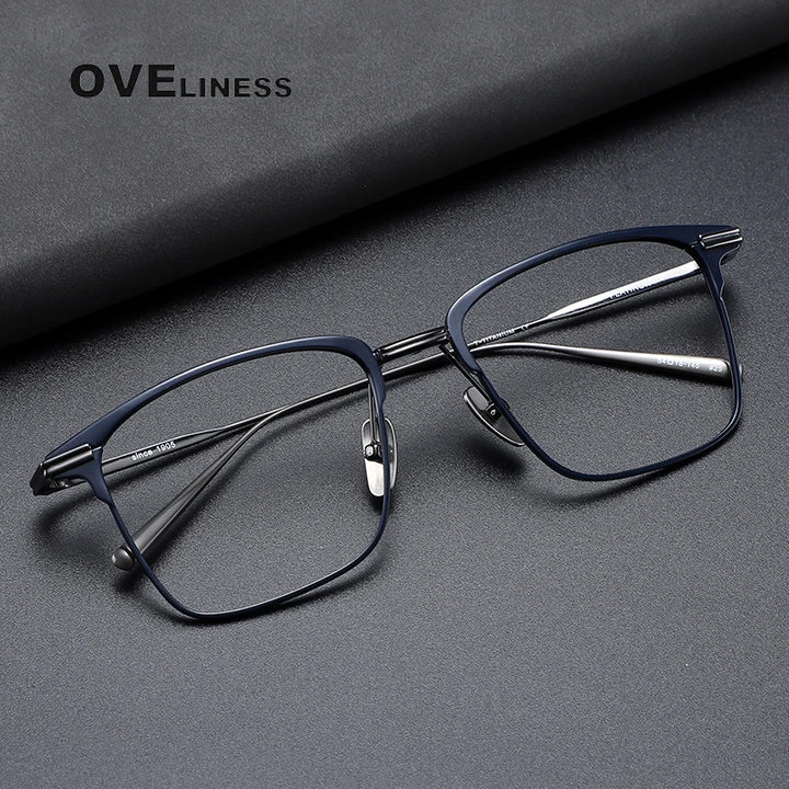 Oveliness Men's Full Rim Square Titanium Eyeglasses 41446