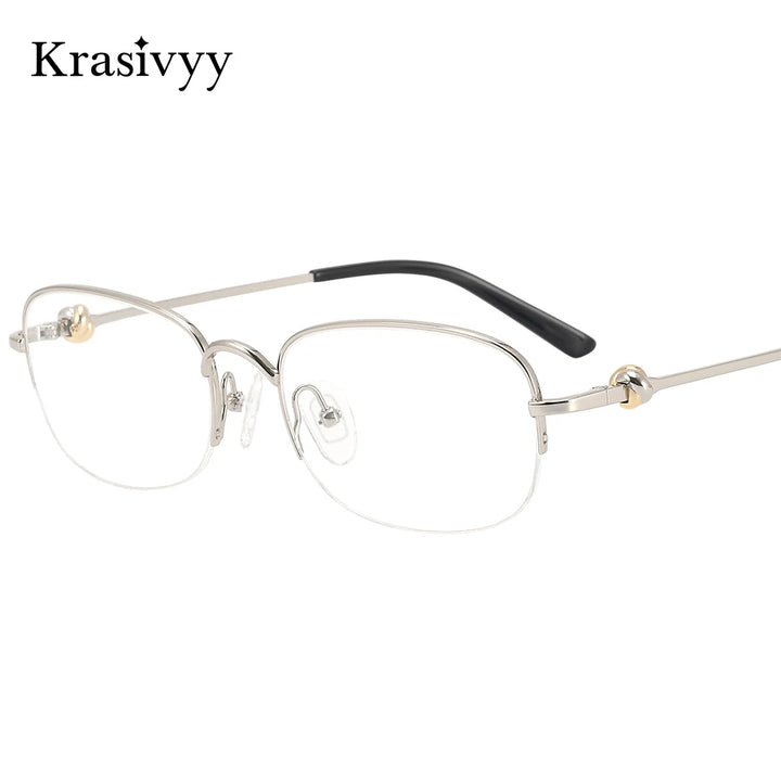 Krasivyy Unisex Semi Rim Oval Square Titanium Eyeglasses 310347