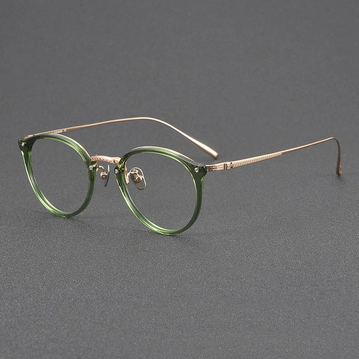 Black Mask Women's Full Rim Oval Titanium Acetate Eyeglasses 42055 Full Rim Black Mask Green  