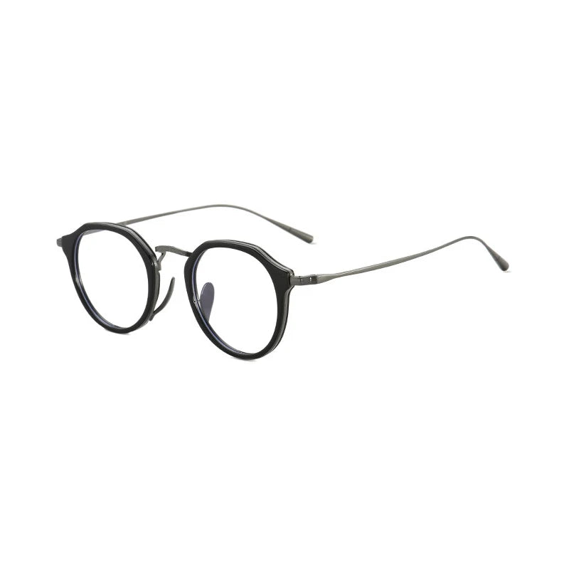 Black Mask Unisex Full Rim Round Titanium Eyeglasses BM-KM1113