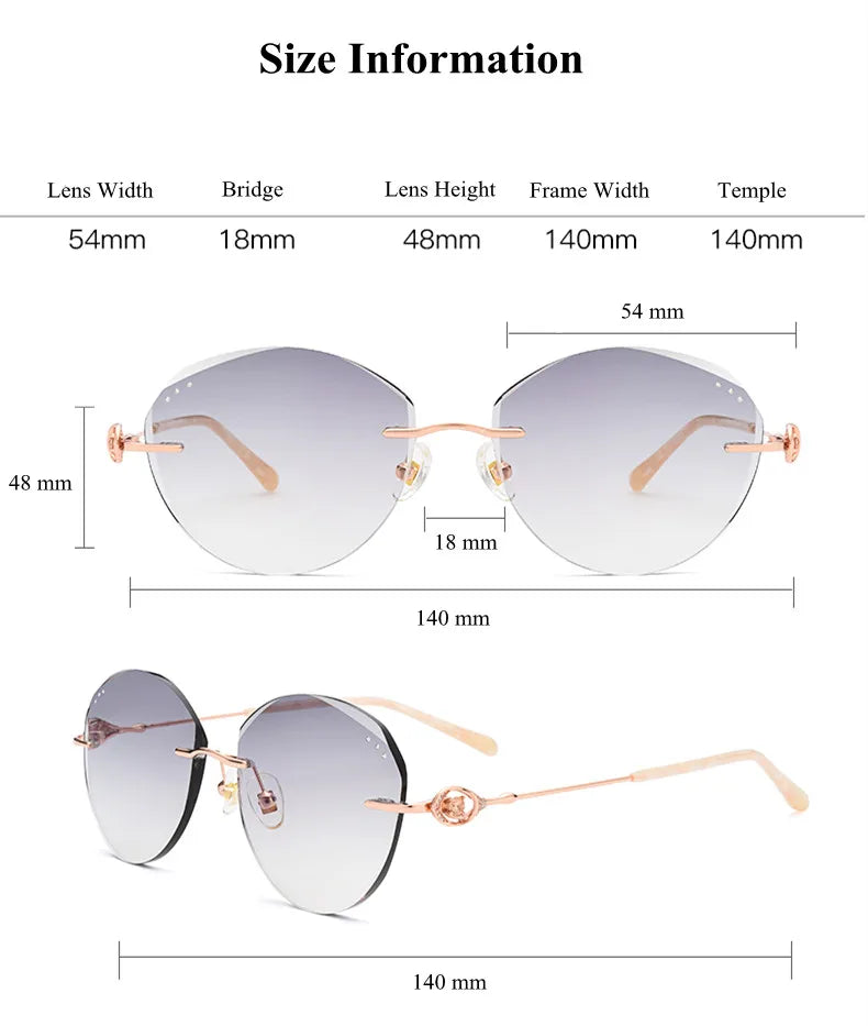 Chashma Women's Rimless Oval Round Titanium Diamond Cut Eyeglasses 81702