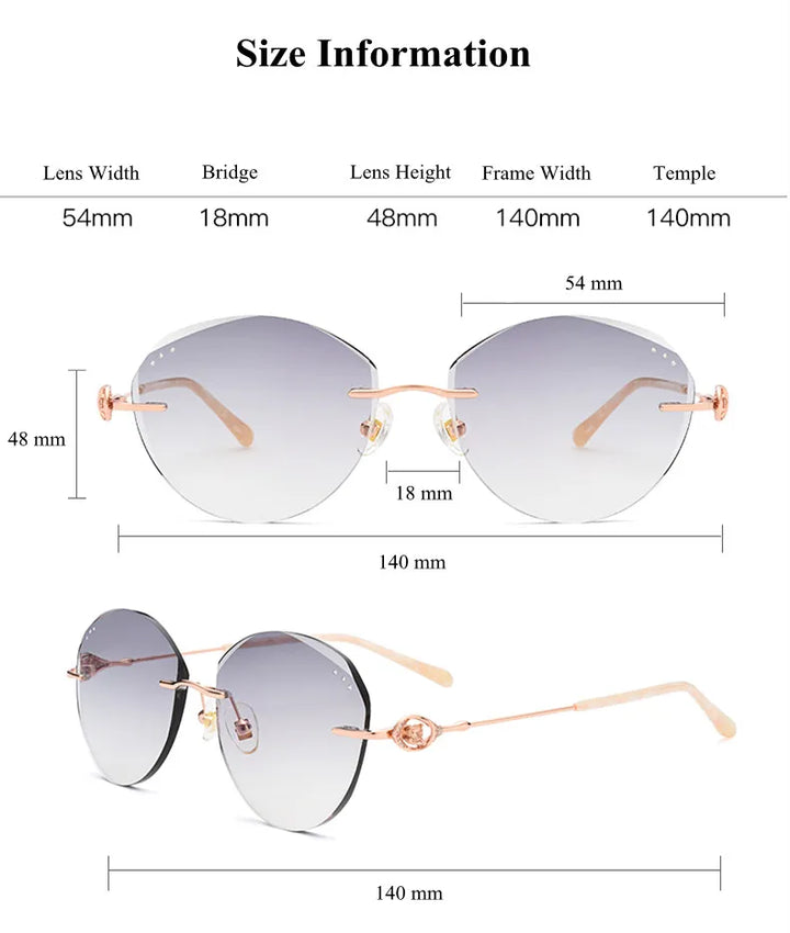 Chashma Women's Rimless Oval Round Titanium Diamond Cut Eyeglasses 81702