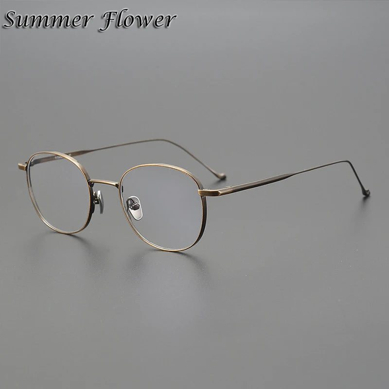 Summer Flower Women's Full Rim Polygon Round Titanium Eyeglasses 813520 Full Rim Summer Flower Bronze