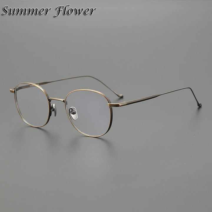 Summer Flower Women's Full Rim Polygon Round Titanium Eyeglasses 813520 Full Rim Summer Flower Bronze