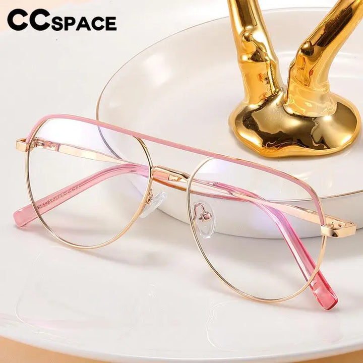 CCspace Unisex Full Rim Round Double Bridge Alloy Reading Glasses R57523 Reading Glasses CCSpace   