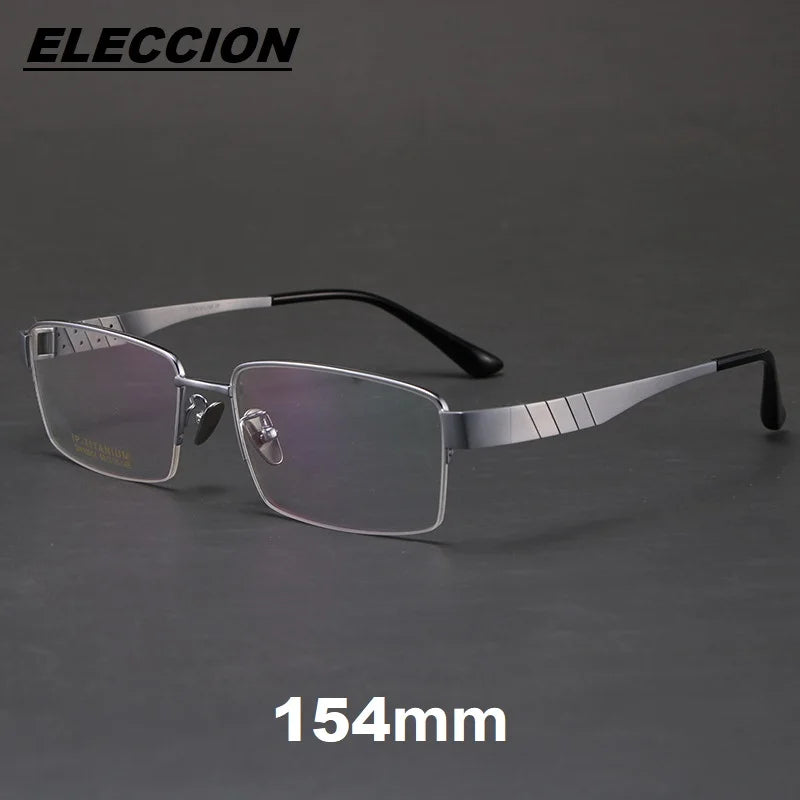 Eleccion Men's Full Rim Big  Square Titanium Eyeglasses 14414