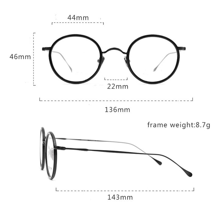 Hdcrafter Unisex Full Rim Round Titanium Eyeglasses Ps7360 Full Rim Hdcrafter Eyeglasses   