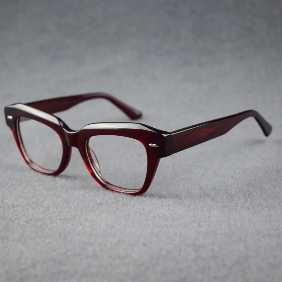 Hewei Unisex Full Rim Square Brow Line Thick Acetate Eyeglasses 92232 Full Rim Hewei