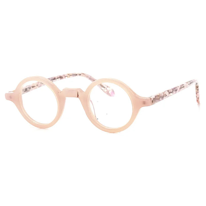 Cubojue Women's Full Rim Round Acetate Reading Glasses 56042 Reading Glasses Cubojue no function lenses 0 pink