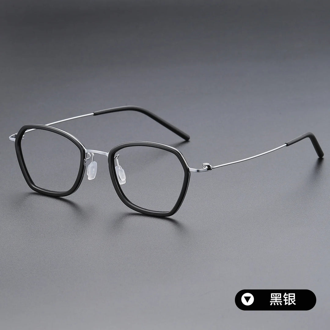 Bclear Unisex Full Rim Polygon Oval Acetate Titanium Eyeglasses 639851