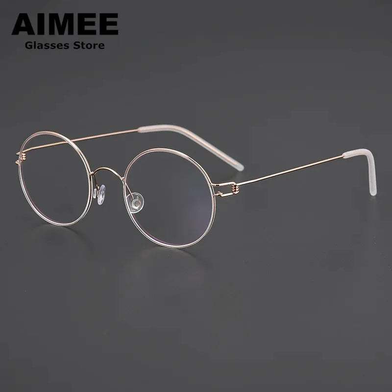 Aimee Women's Full Rim Round Screwless Titanium Eyeglasses 13120 Full Rim Aimee   