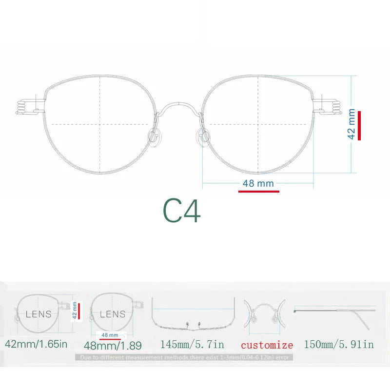 Yujo Unisex Full Rim Oval Steel Customized Nose Bridge Eyeglasses 150481