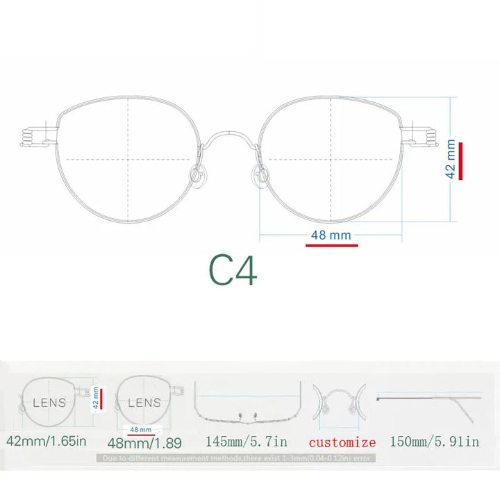 Yujo Unisex Full Rim Oval Steel Customized Nose Bridge Eyeglasses 150481