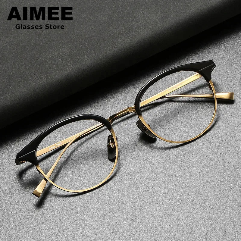 Aimee Unisex Full Rim Oval Square Titanium Acetate Eyeglasses 51212 Full Rim Aimee   