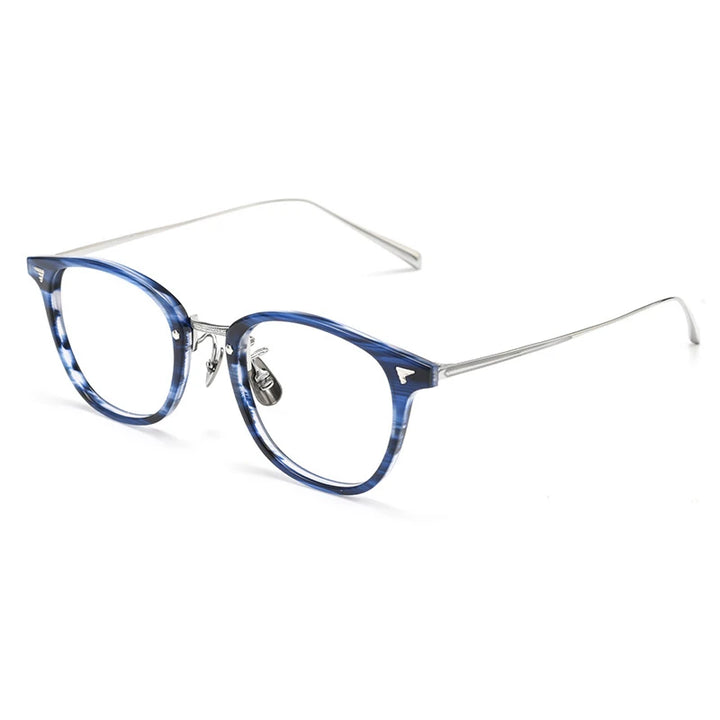 Black Mask Unisex Full Rim Square Titanium Acetate Eyeglasses 366548