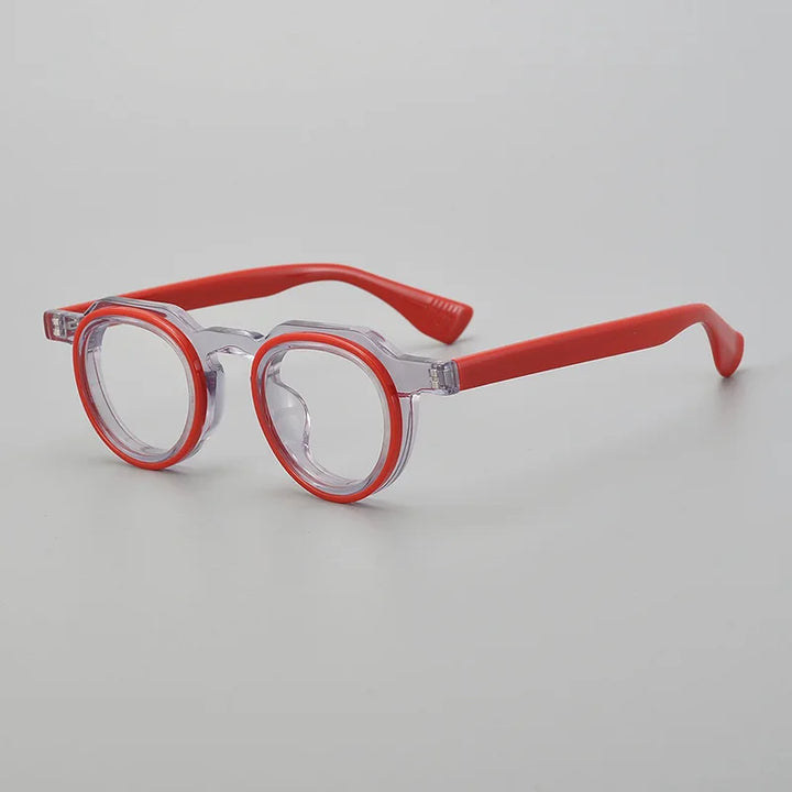 Hewei Unisex Full Rim Flat Top Oval Acetate Eyeglasses 2294 Full Rim Hewei red  