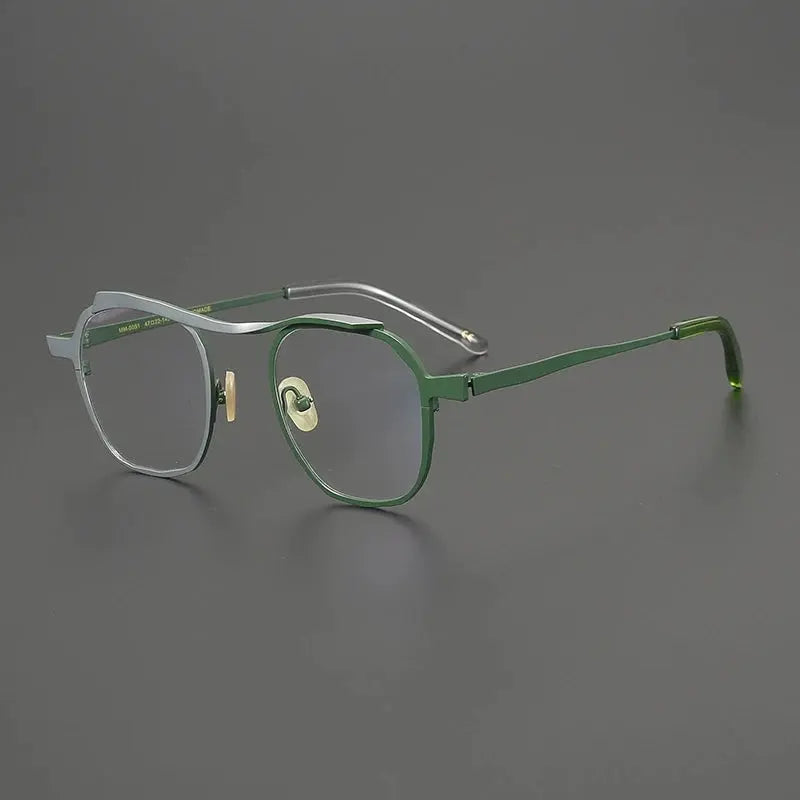 Gatenac Unisex Full Rim Brow Line Square Titanium Eyeglasses 670091 FuzWeb