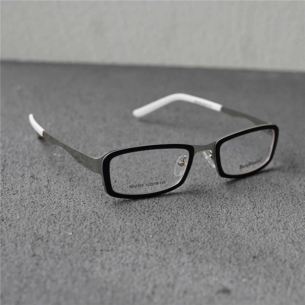 Cubojue Unisex Full Rim Rectangle Alloy Acetate Reading Glasses 2108 Reading Glasses Cubojue +400 black silver 