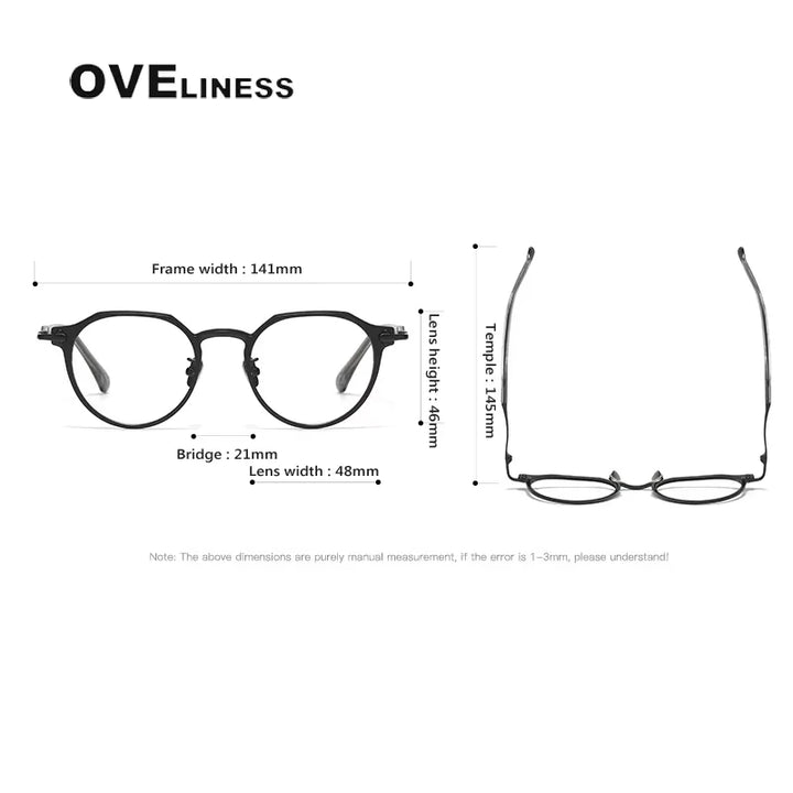 Oveliness Unisex Full Rim Flat Top Oval Titanium Acetate Eyeglasses 14121 Full Rim Oveliness   