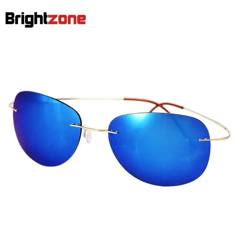 Brightzone Women's Rimless Oval Titanium Polarized Sunglasses 594620