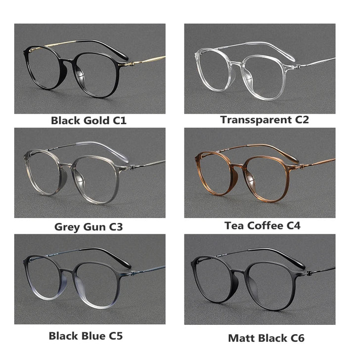 Oveliness Unisex Full Rim Oval Square Acetate Titanium Eyeglasses 8666 Full Rim Oveliness   