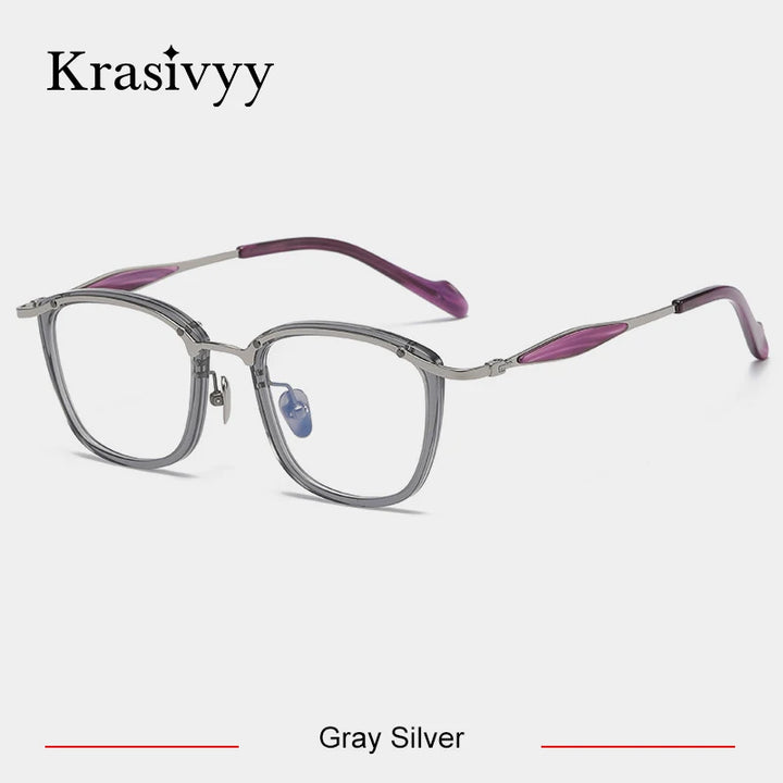 Krasivyy Unisex Full Rim Square Titanium Acetate Eyeglasses 46061