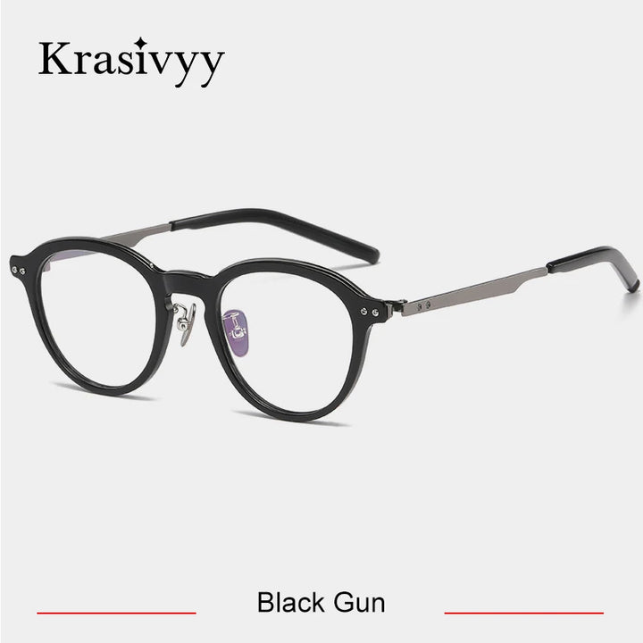Krasivyy Women's Full Rim Round Titanium Acetate Eyeglasses 62113