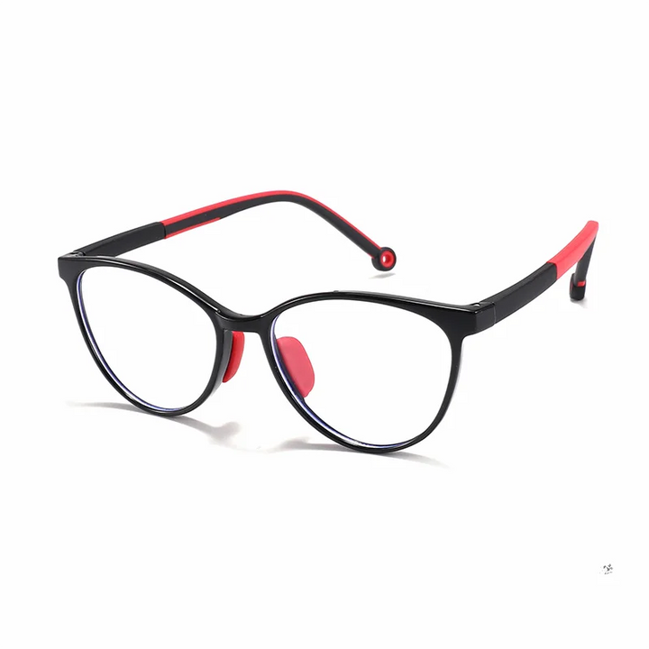 Ralferty Unisex Youth's Full Rim Square Tr 90 Acetate Eyeglasses R0223 Full Rim Ralferty C1 Black Red CHINA 