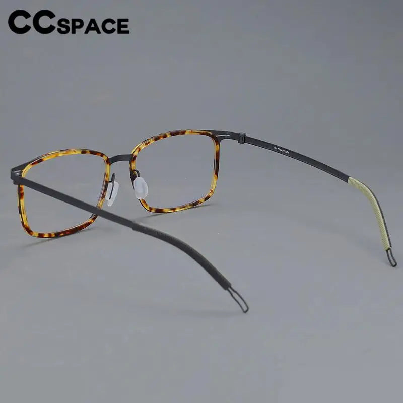 CCSpace Unisex Full Rim Square Screwless Titanium Eyeglasses 57174 Full Rim CCspace   