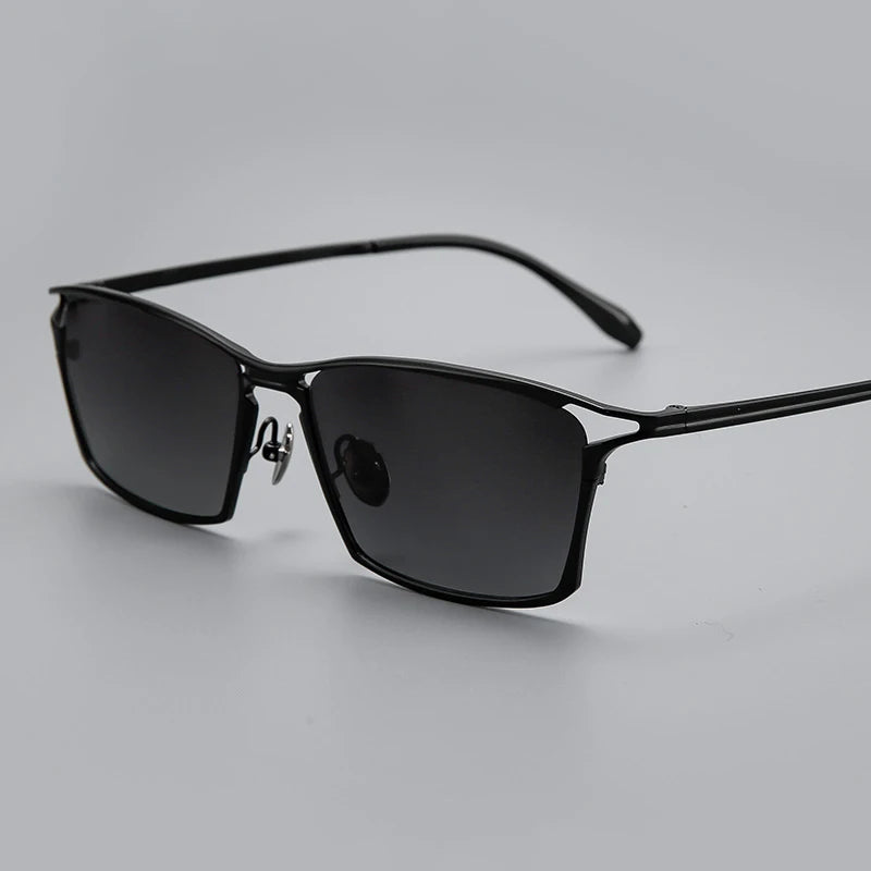 Black Mask Men's Full Rim Big Square Titanium Sunglasses 366885