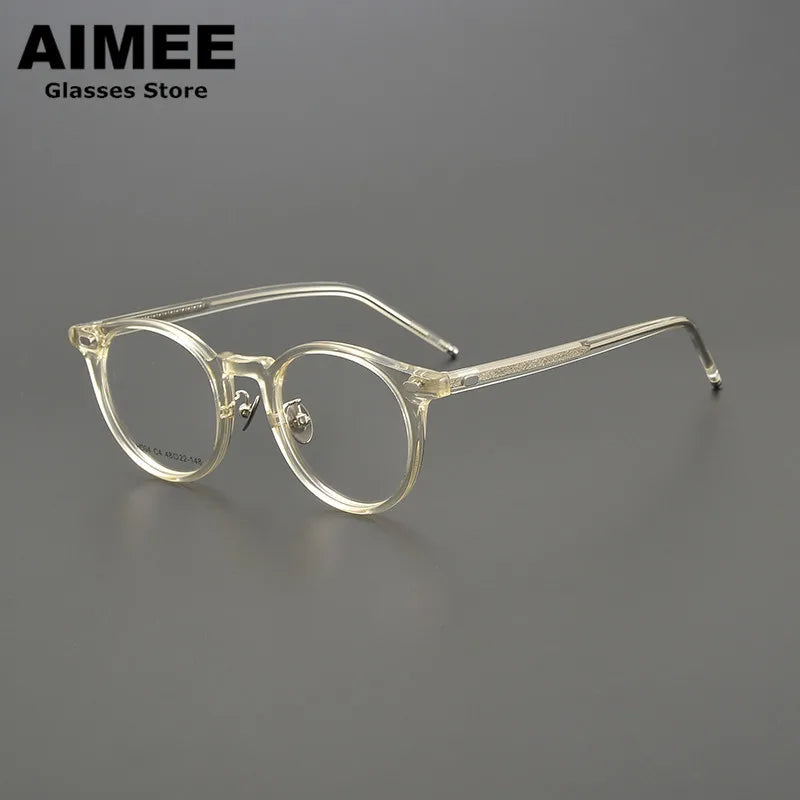 Aimee Unisex Full Rim Round Square Acetate Titanium Eyeglasses 19004