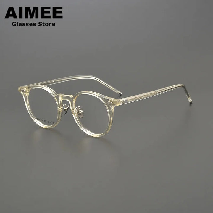 Aimee Unisex Full Rim Round Square Acetate Titanium Eyeglasses 19004