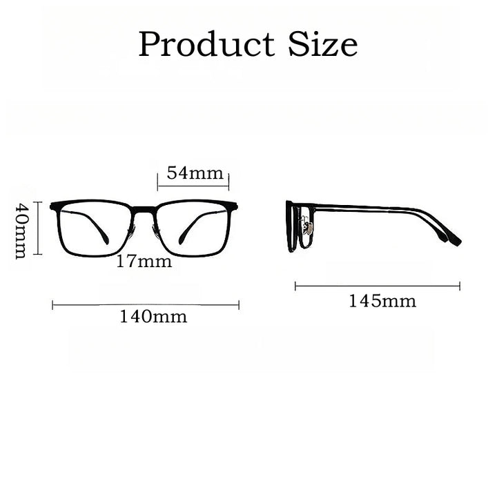 Yimaruili Unisex Full Rim Square Titanium Eyeglasses Clip On Tr 90 Sunglasses 5088 With Clip Ons Yimaruili Eyeglasses   