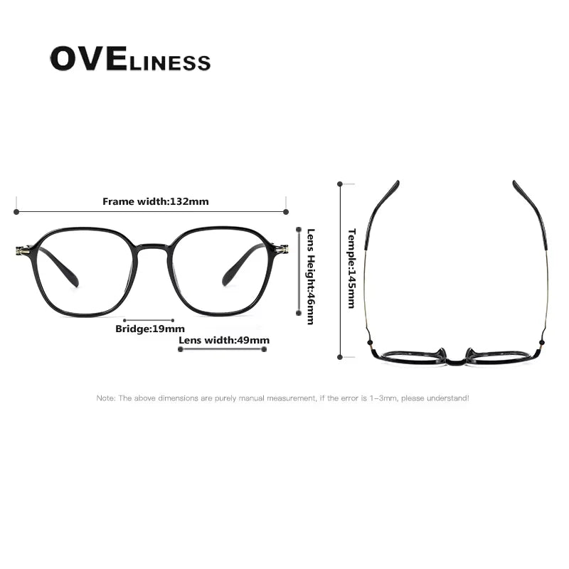 Oveliness Women's Full Rim Square Acetate Titanium Eyeglasses 86652