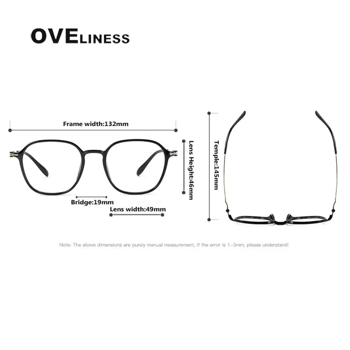 Oveliness Women's Full Rim Square Acetate Titanium Eyeglasses 86652