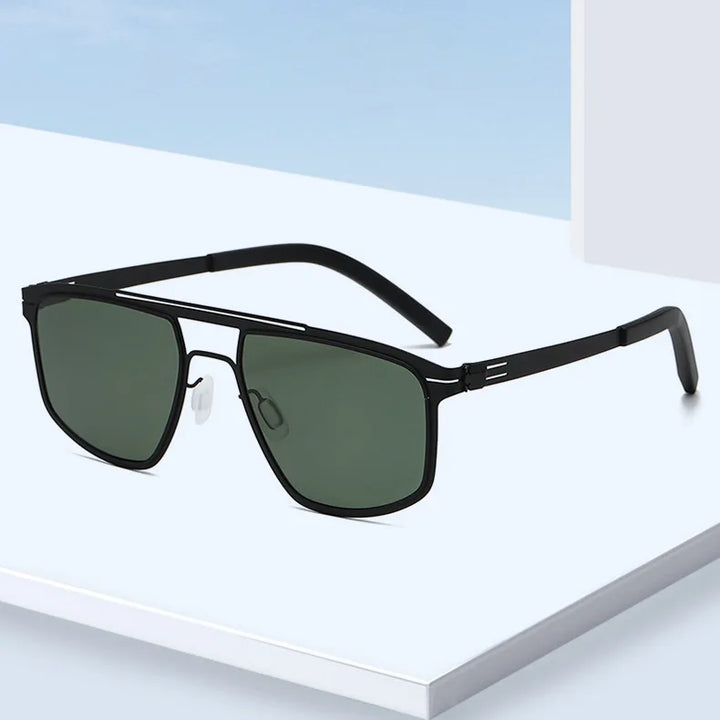 Black Mask Unisex Full Rim Oval Double Bridge Steel Sunglasses 396108