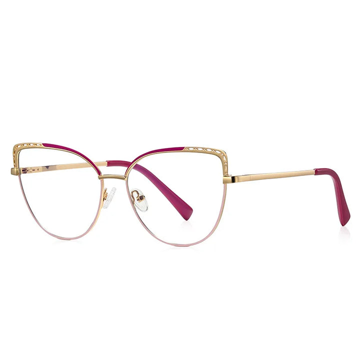 Laoyehui Women's Full Rim Square Cat Eye Alloy Reading Glasses 43112