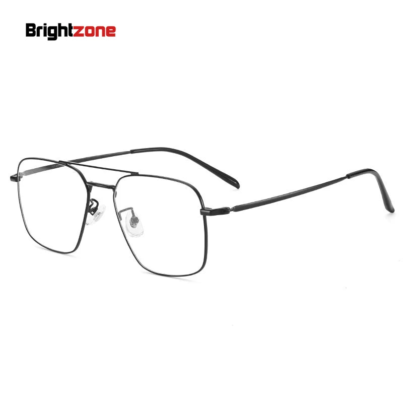 Brightzone Unisex Full Rim Square Double Bridge Titanium Eyeglasses 89172 Full Rim Brightzone