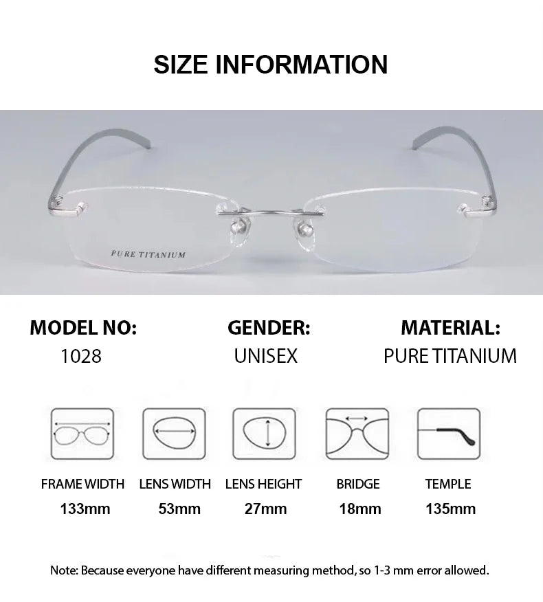 Chashma Ottica Women's Rimless Square Titanium Eyeglasses102844