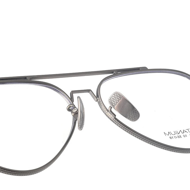 Hdcrafter Men's Full Rim Oval Double Bridge Titanium Eyeglasses L101 Full Rim Hdcrafter Eyeglasses   