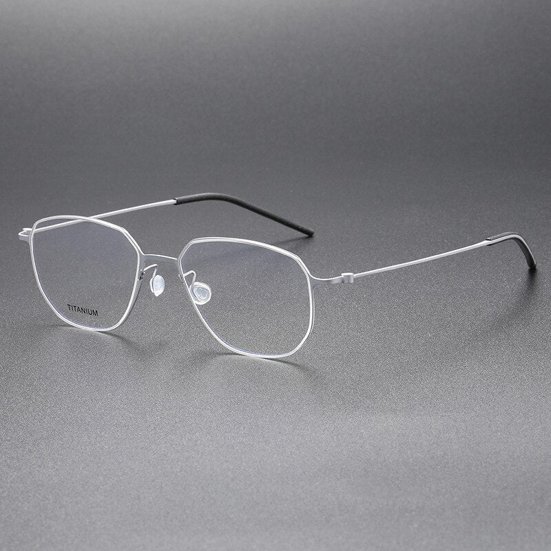 Aissuarvey Men's Full Rim Square Titanium Eyeglasses 544521 Full Rim Aissuarvey Eyeglasses Silver CN 