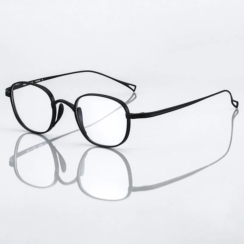 Black Mask Unisex Full Rim Round Square Titanium Eyeglasses 844144