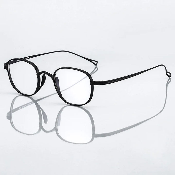 Black Mask Unisex Full Rim Round Square Titanium Eyeglasses 844144
