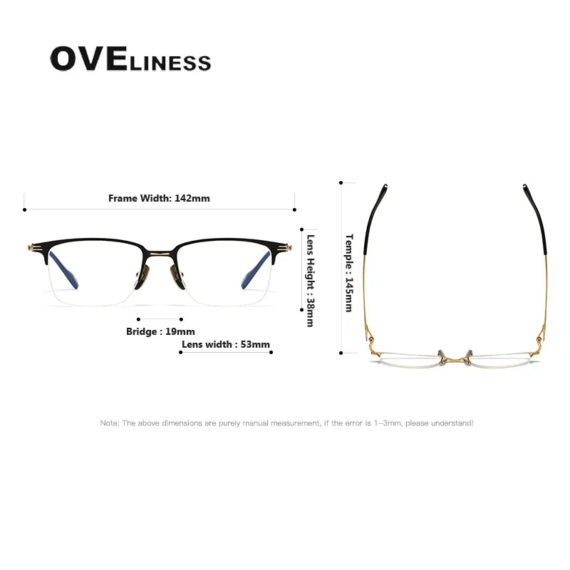 Oveliness Unisex Semi Rim Square Titanium Acetate Eyeglasses 70802 Full Rim Oveliness   