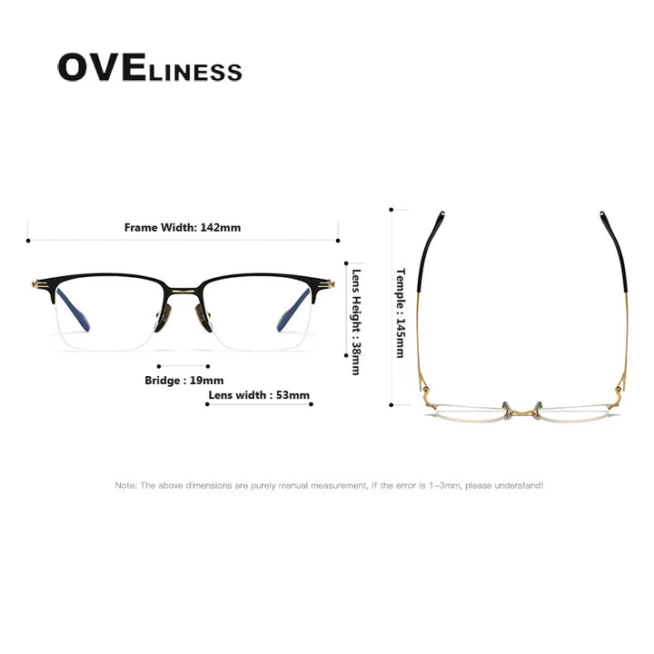 Oveliness Unisex Semi Rim Square Titanium Acetate Eyeglasses 70802 Full Rim Oveliness   