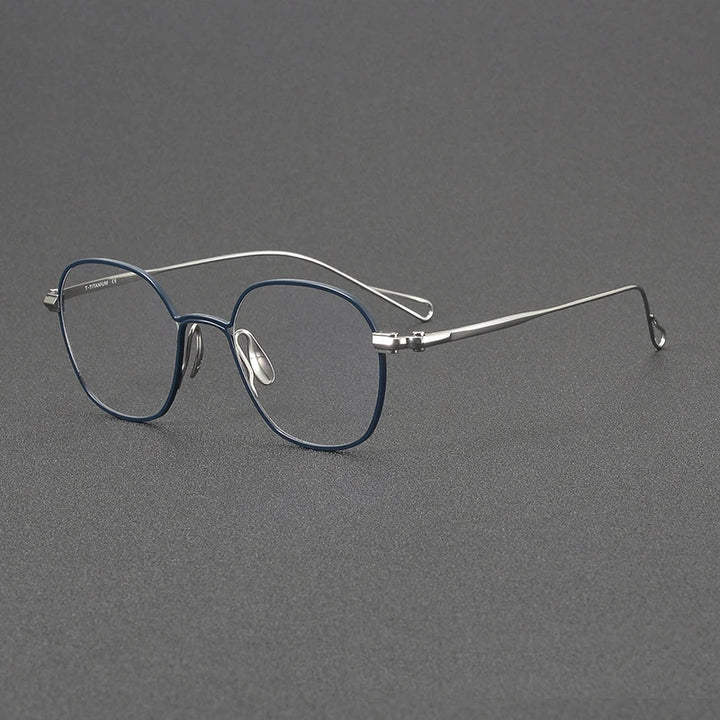 Black Mask Unisex Full Rim Square Titanium Eyeglasses 2156 Full Rim Black Mask Blue-Silver  